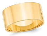 Mens 14K Yellow Gold 10mm Flat Wedding Band Ring